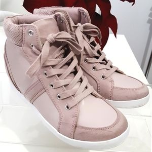 Call It Spring🌸High Top Dusty Pink Faux Suede Wedge Sneaker